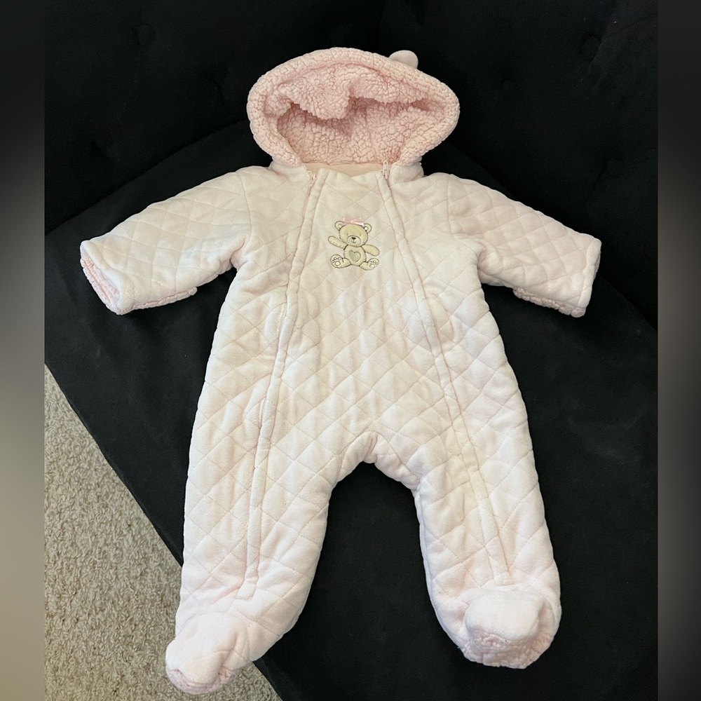Little Me Baby Girl's Faux Fur Lined Bear Pram Size 6-9MOS